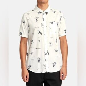 RVCA MEN’S HULA HANDS SHORT SLEEVE SHIRT SIZE SMALL
